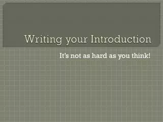 writing your introduction