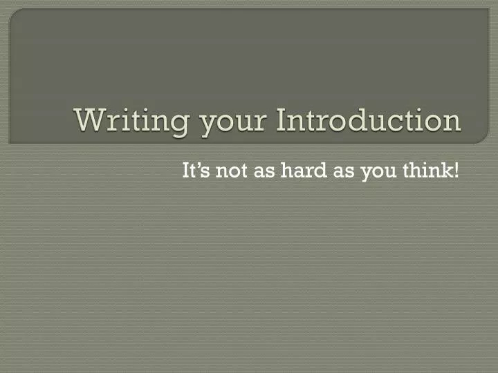 writing your introduction