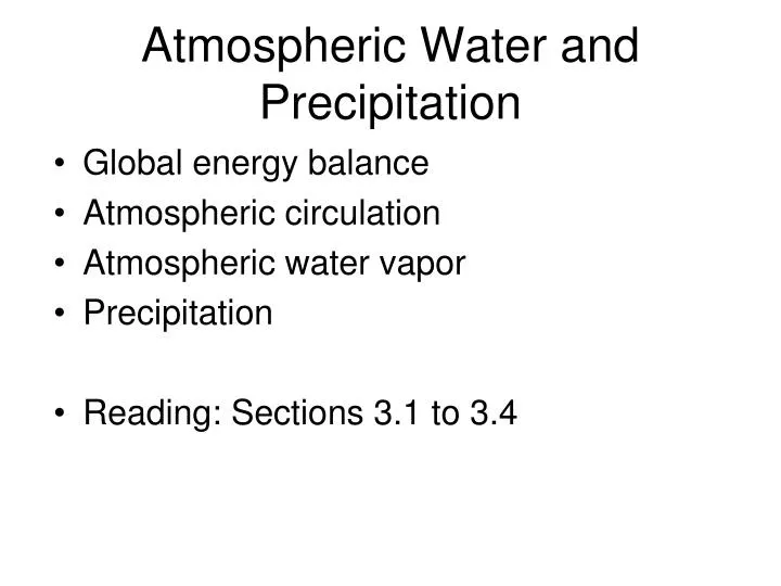 atmospheric water and precipitation