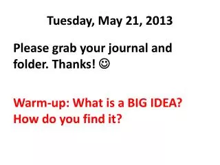 Tuesday, May 21, 2013