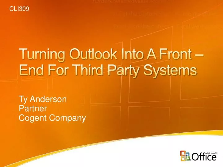 turning outlook into a front end for third party systems