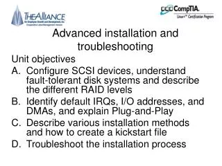 Advanced installation and troubleshooting