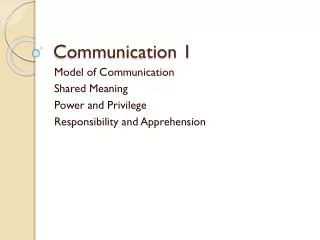 Communication 1