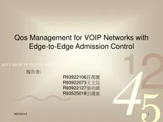 Qos Management for VOIP Networks with Edge-to-Edge Admission Control