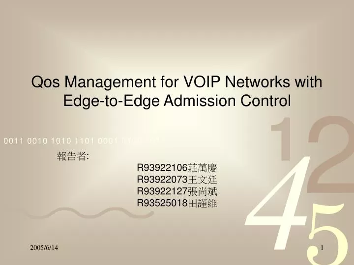 qos management for voip networks with edge to edge admission control