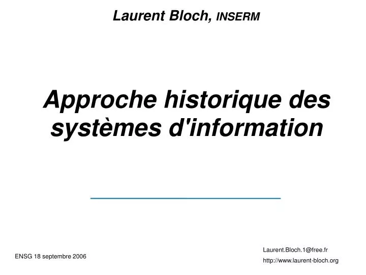 approche historique des syst mes d information