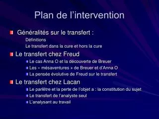 plan de l intervention
