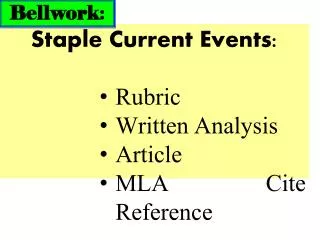 Staple Current Events: Rubric Written Analysis Article MLA Cite Reference