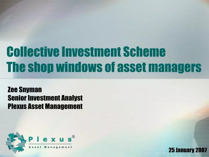 collective investment scheme the shop windows of asset managers