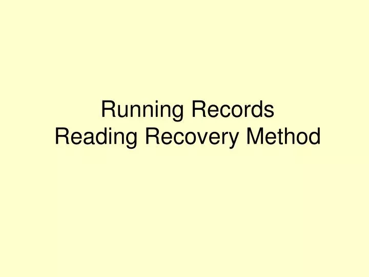 running records reading recovery method