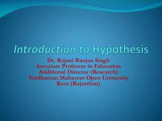 Introduction to Hypothesis