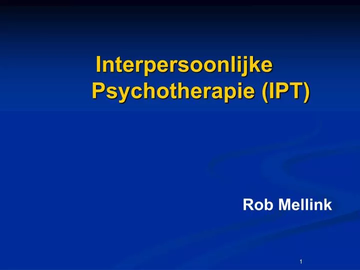 interpersoonlijke psychotherapie ipt