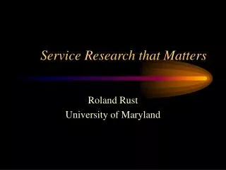 Service Research that Matters