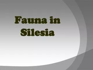 Fauna in Silesia