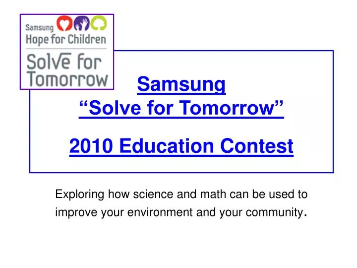 samsung solve for tomorrow 2010 education contest