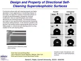 Design and Property of Directional Self-Cleaning Superoleophobic Surfaces