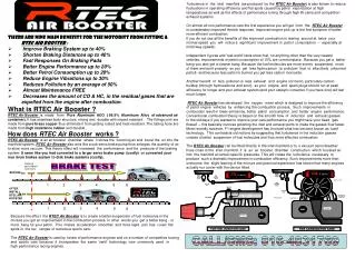 There are nine main benefits for the motorist from fitting a RTEC Air Booster :