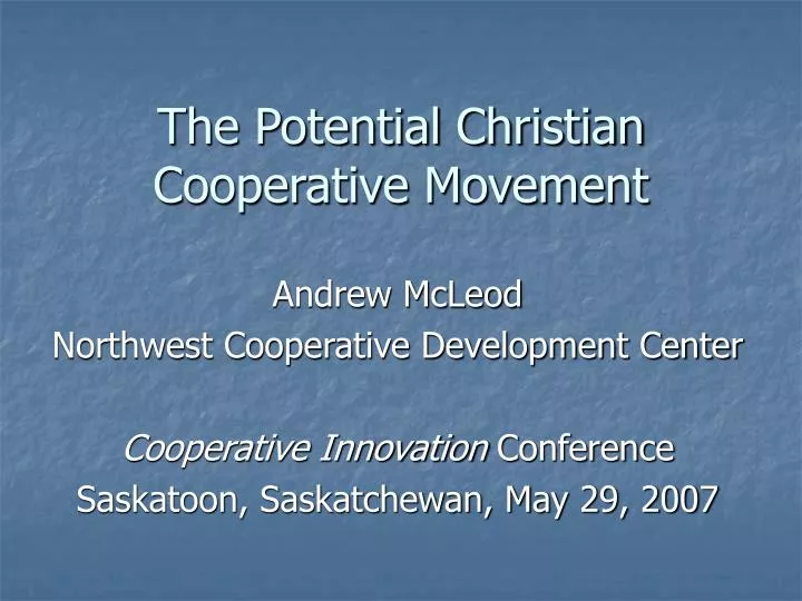 the potential christian cooperative movement