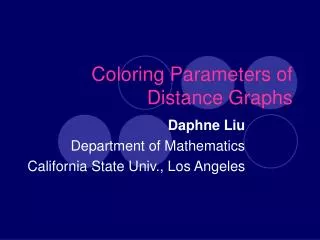 Coloring Parameters of Distance Graphs