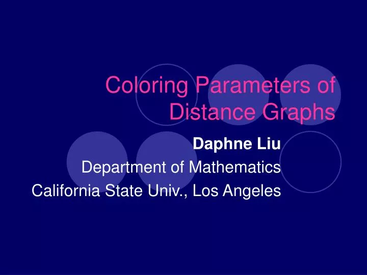 coloring parameters of distance graphs