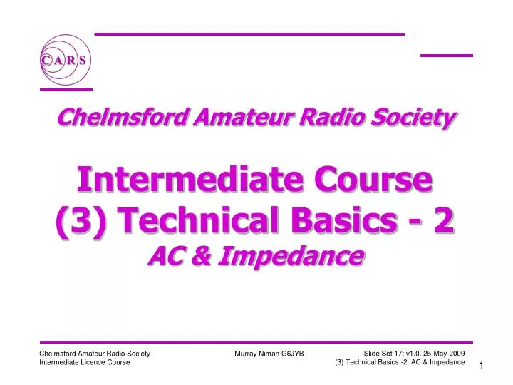 chelmsford amateur radio society intermediate course 3 technical basics 2 ac impedance