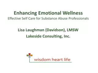 Enhancing Emotional Wellness Effective Self Care for Substance Abuse Professionals
