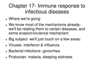 Chapter 17- Immune response to infectious diseases