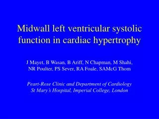Midwall left ventricular systolic function in cardiac hypertrophy