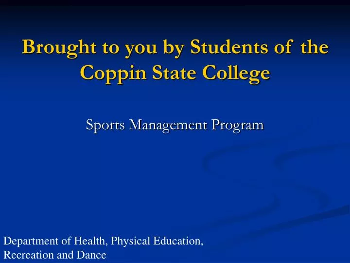 brought to you by students of the coppin state college