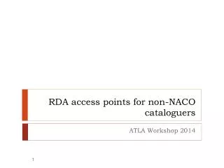 RDA access points for non-NACO cataloguers