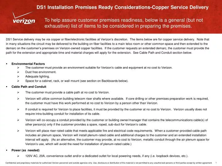 ds1 installation premises ready considerations copper service delivery
