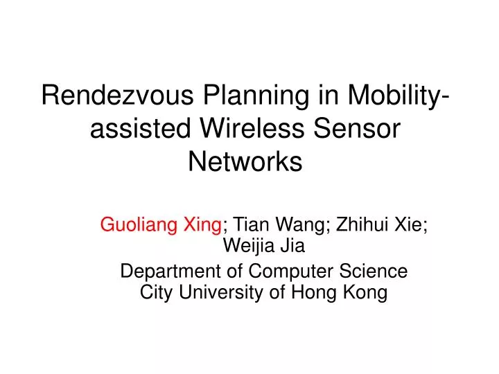 rendezvous planning in mobility assisted wireless sensor networks