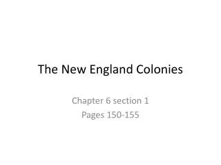 The New England Colonies