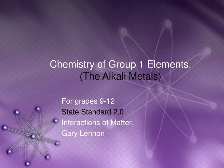 chemistry of group 1 elements the alkali metals