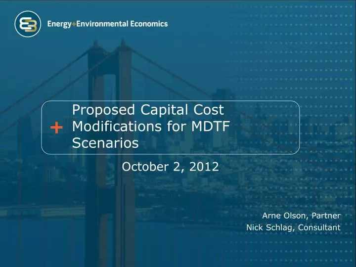 proposed capital cost modifications for mdtf scenarios