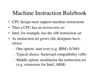 Machine Instruction Rulebook