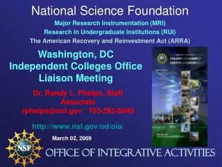 National Science Foundation Major Research Instrumentation (MRI)