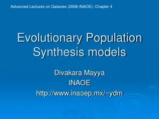 Evolutionary Population Synthesis models