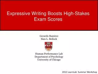 Expressive Writing Boosts High-Stakes Exam Scores
