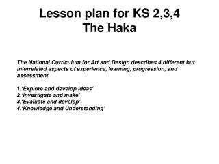 Lesson plan for KS 2,3,4 The Haka