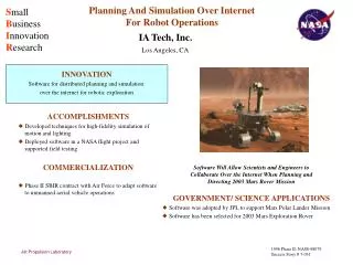 Planning And Simulation Over Internet For Robot Operations