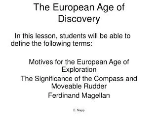 The European Age of Discovery