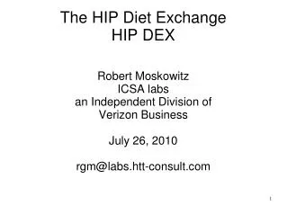 The HIP Diet Exchange HIP DEX