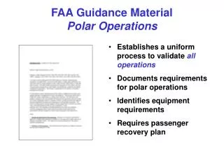 FAA Guidance Material Polar Operations
