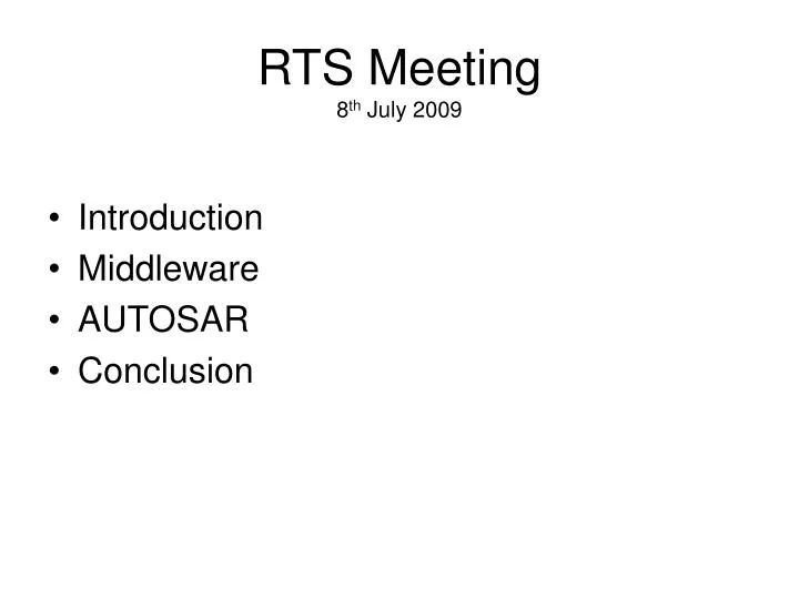 rts meeting 8 th july 2009