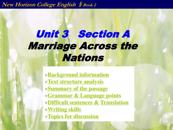 unit 3 section a marriage across the nations