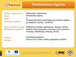 Dalykas, ugdymo sritis: Tema: Klasė: Priemonės paskirtis: