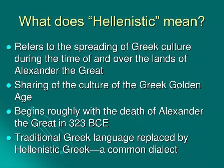 what does hellenistic mean
