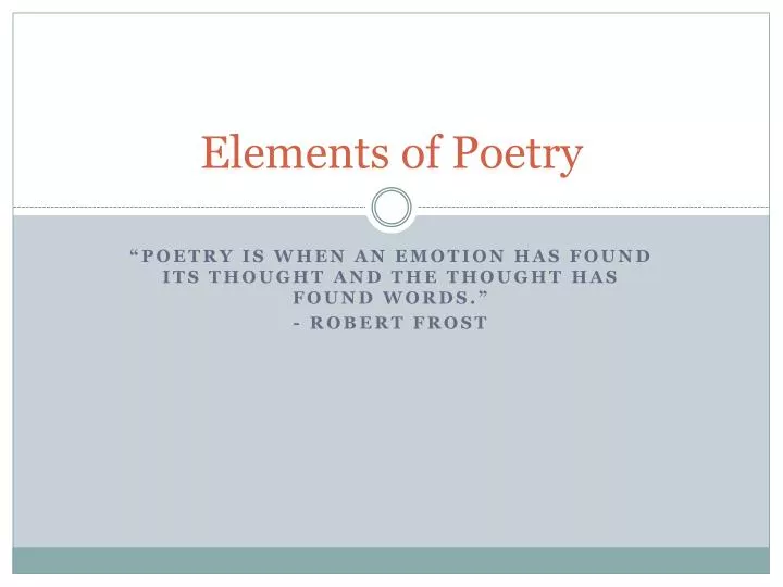 elements of poetry