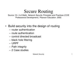 Build security into the design of routing router authentication route authentication